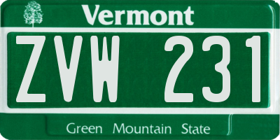 VT license plate ZVW231