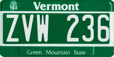 VT license plate ZVW236