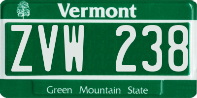 VT license plate ZVW238