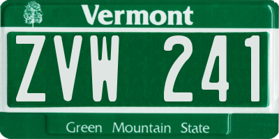VT license plate ZVW241