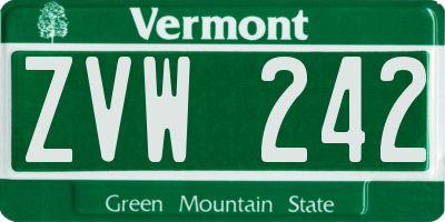 VT license plate ZVW242