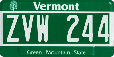 VT license plate ZVW244