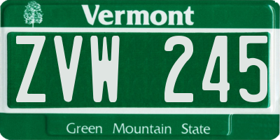 VT license plate ZVW245