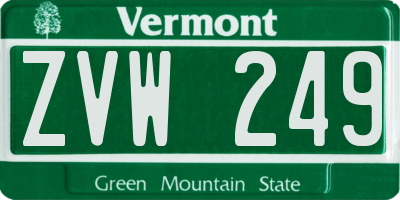 VT license plate ZVW249