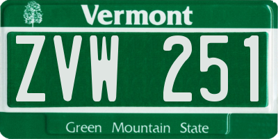 VT license plate ZVW251
