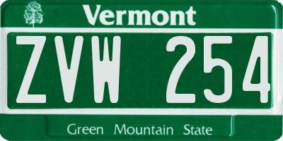 VT license plate ZVW254