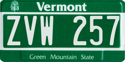 VT license plate ZVW257