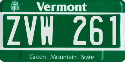 VT license plate ZVW261