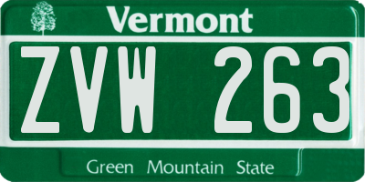 VT license plate ZVW263