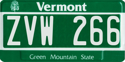 VT license plate ZVW266