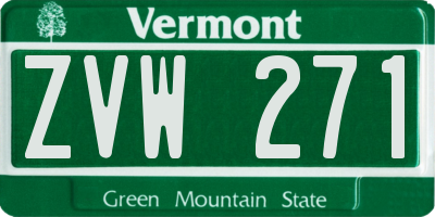 VT license plate ZVW271