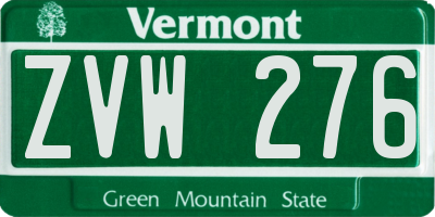 VT license plate ZVW276
