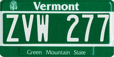 VT license plate ZVW277