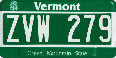 VT license plate ZVW279
