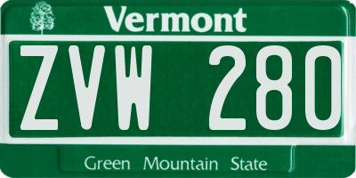 VT license plate ZVW280
