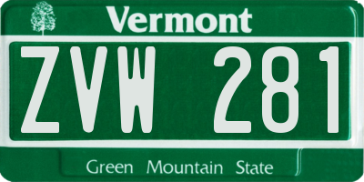 VT license plate ZVW281