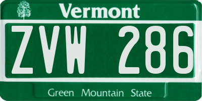 VT license plate ZVW286