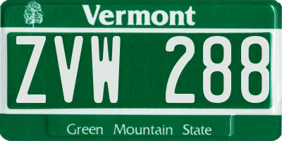 VT license plate ZVW288