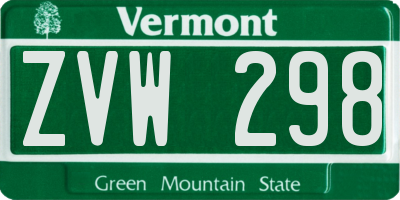 VT license plate ZVW298