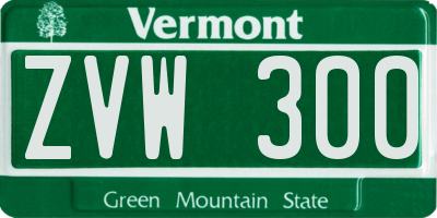 VT license plate ZVW300