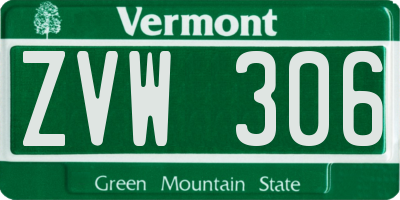 VT license plate ZVW306
