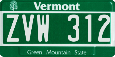 VT license plate ZVW312