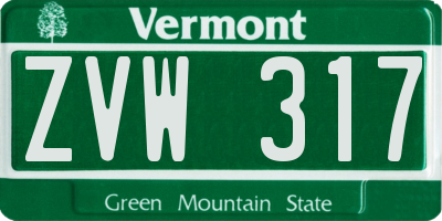 VT license plate ZVW317