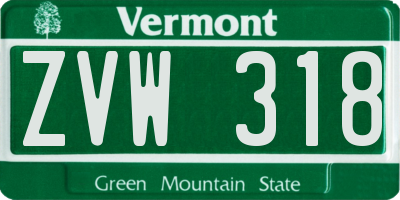 VT license plate ZVW318