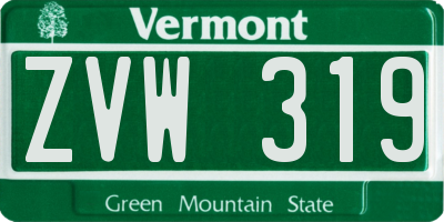 VT license plate ZVW319