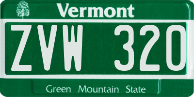 VT license plate ZVW320