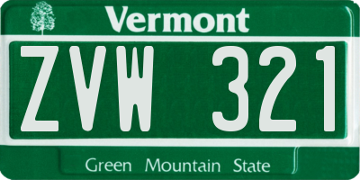 VT license plate ZVW321