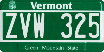 VT license plate ZVW325