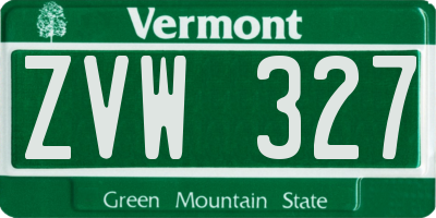 VT license plate ZVW327