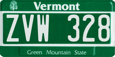 VT license plate ZVW328