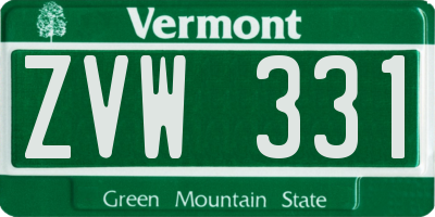 VT license plate ZVW331