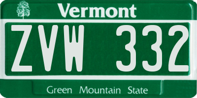 VT license plate ZVW332