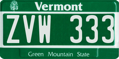 VT license plate ZVW333
