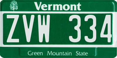 VT license plate ZVW334