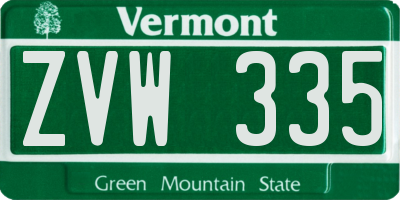 VT license plate ZVW335