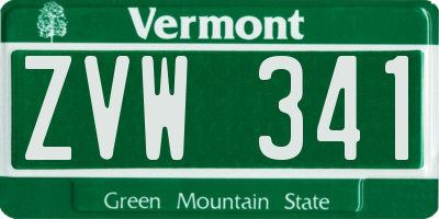VT license plate ZVW341