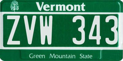 VT license plate ZVW343