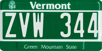 VT license plate ZVW344