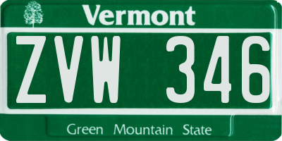 VT license plate ZVW346