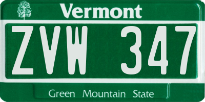 VT license plate ZVW347