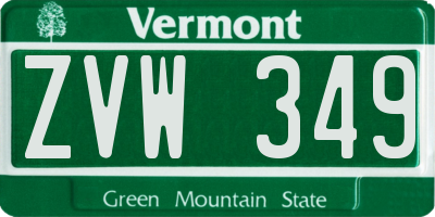 VT license plate ZVW349