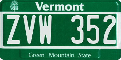 VT license plate ZVW352