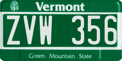 VT license plate ZVW356