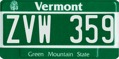 VT license plate ZVW359
