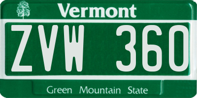 VT license plate ZVW360