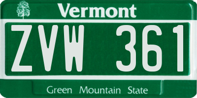 VT license plate ZVW361